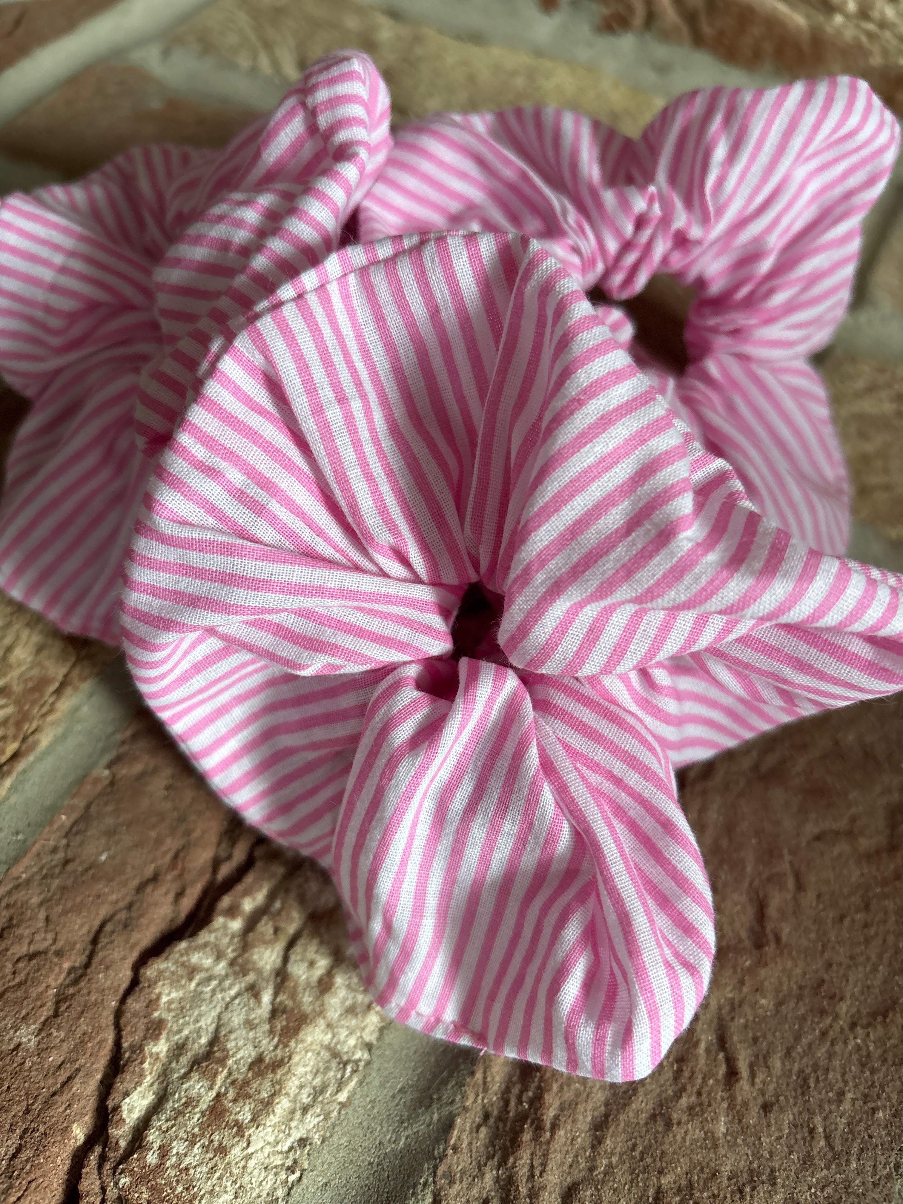 "Candy Cane" Pink Striped Regular Hair Scrunchie