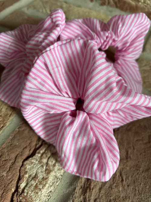 "Candy Cane" Pink Striped Regular Hair Scrunchie