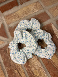 Regular Blue Floral Cotton Scrunchie