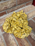 Regular Yellow Floral Cotton Scrunchie - Standard Hair Tie