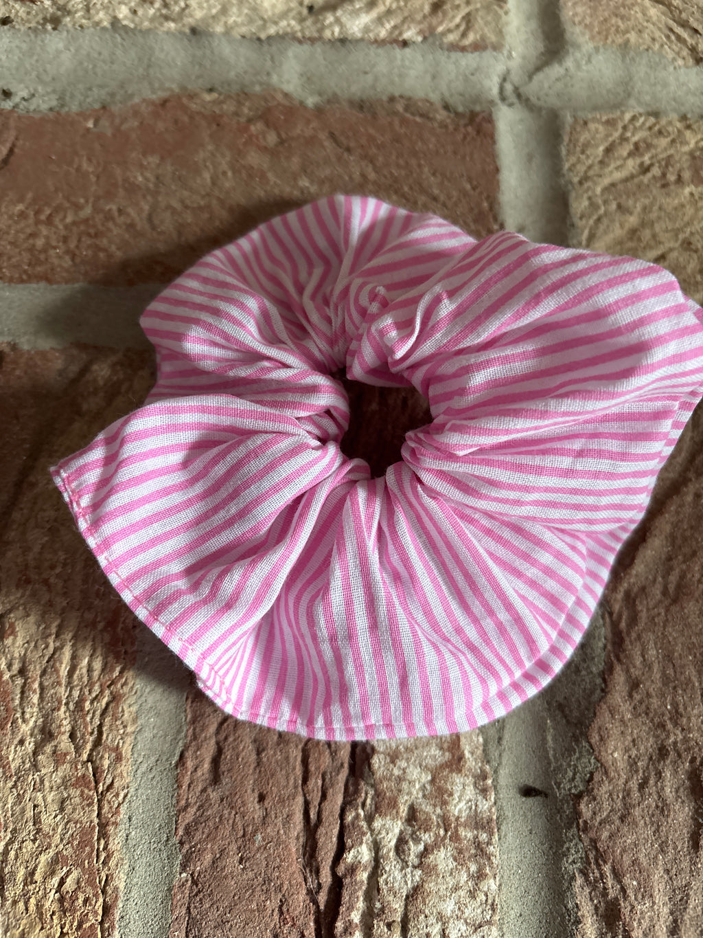 "Candy Cane" Pink Striped Regular Hair Scrunchie