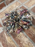 Jumbo Vintage Botanical Floral Scrunchie in Plum & Sage