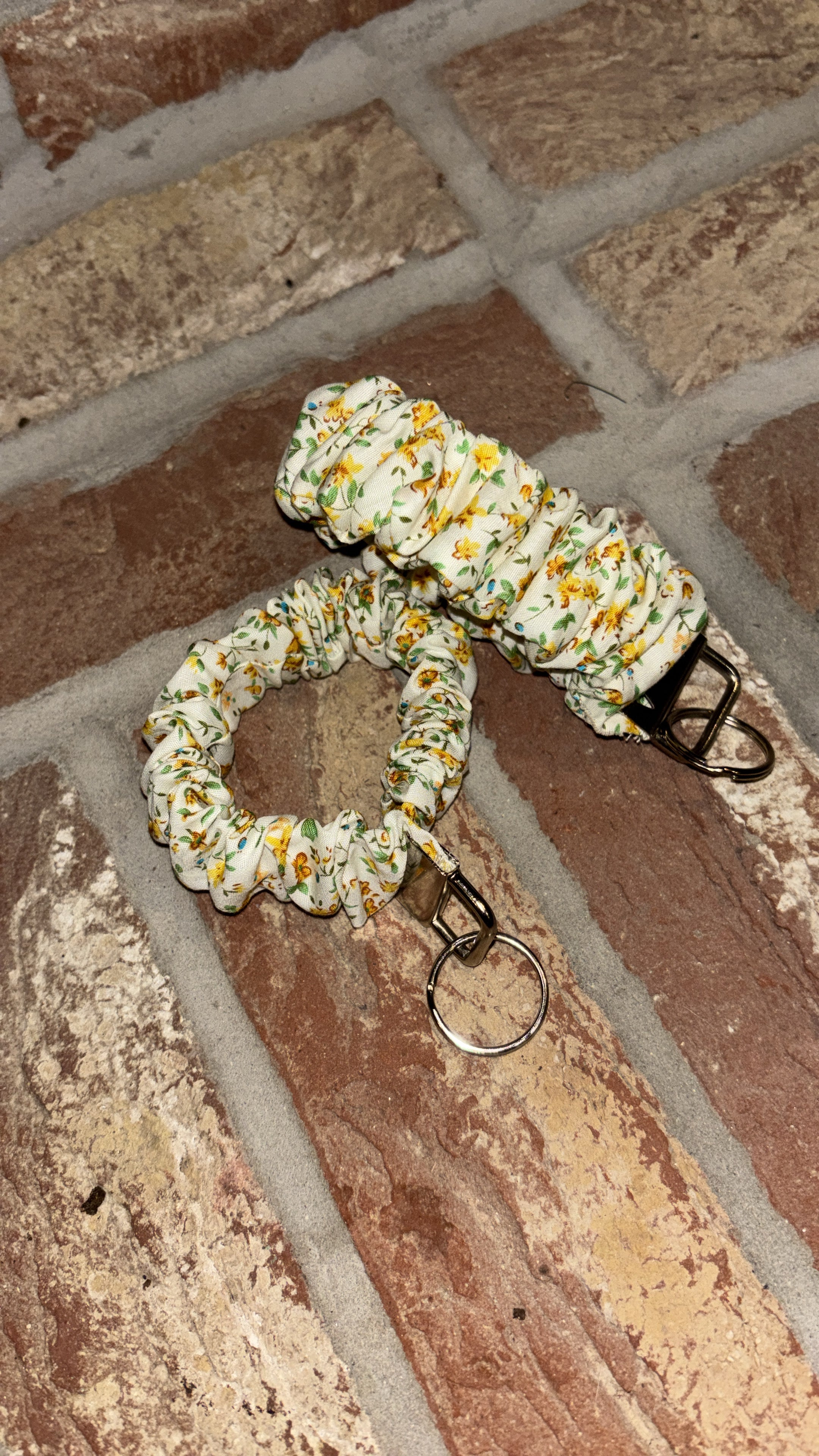 Elasticated Yellow Floral Scrunchie Keychain