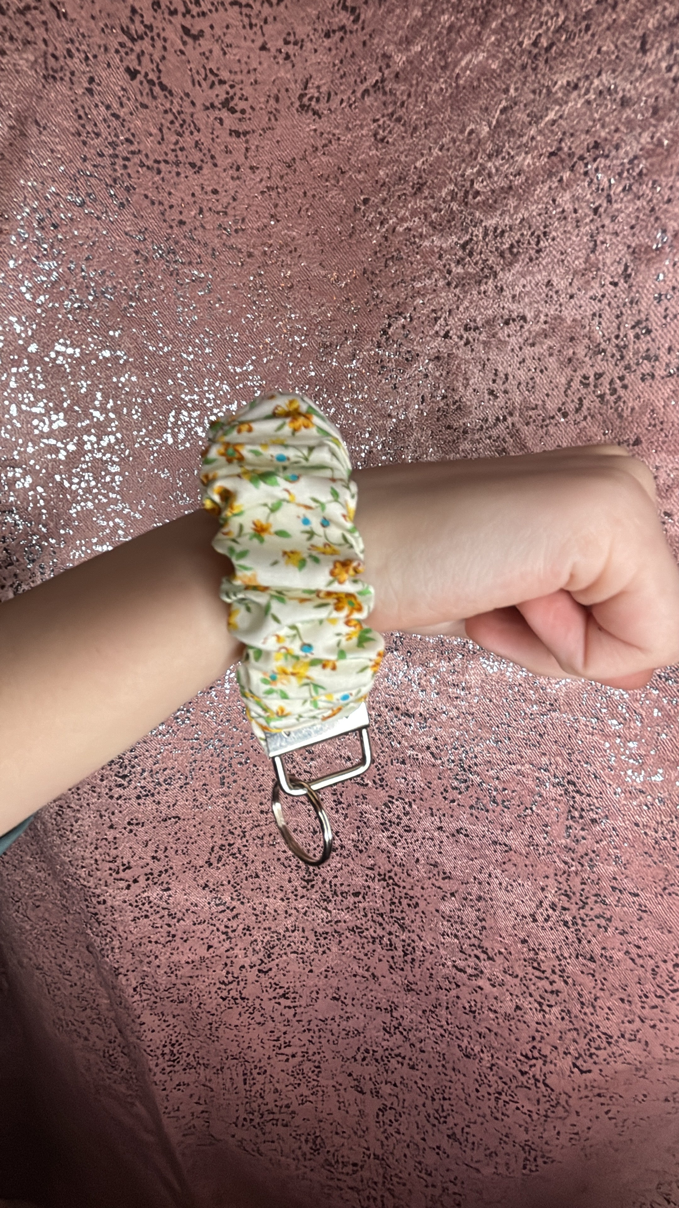 Elasticated Yellow Floral Scrunchie Keychain